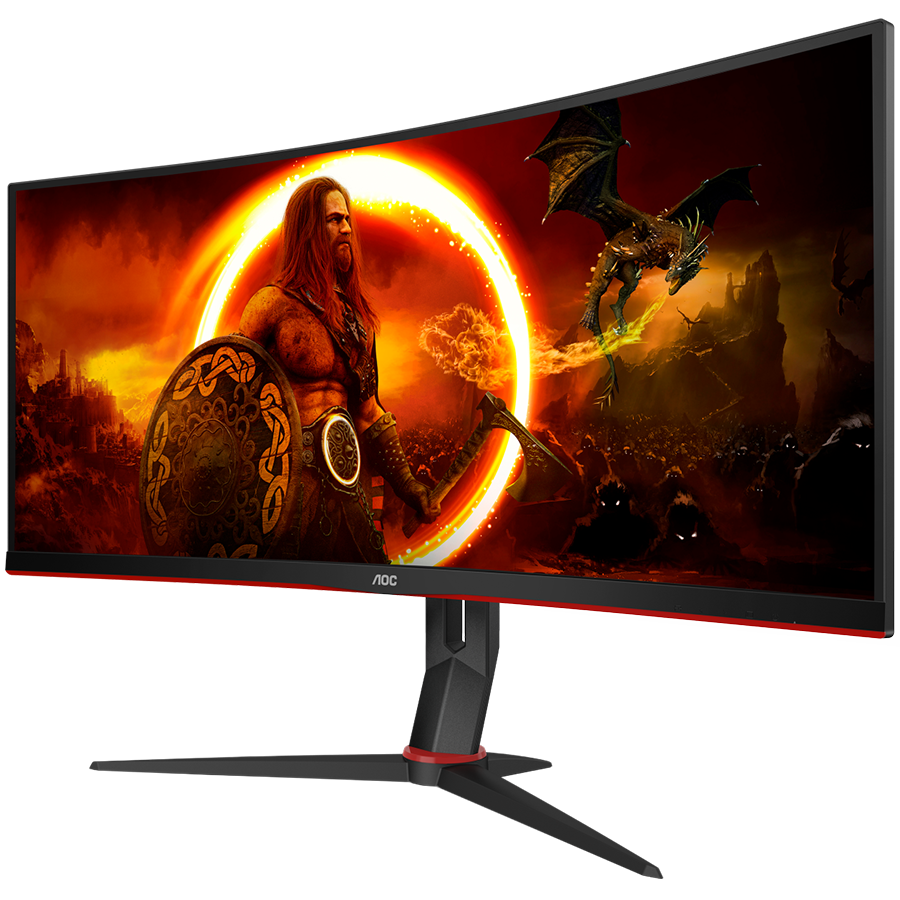 AOC Monitor Gaming CU34G2XP 34” Curved VA, 21:9, 3440x1440, 180Hz, 1ms, 430 cd/m2, 4000:1, HDMI, DP, PbP, PiP, Ergonomic, Black-Red, VESA 3y - Image 3