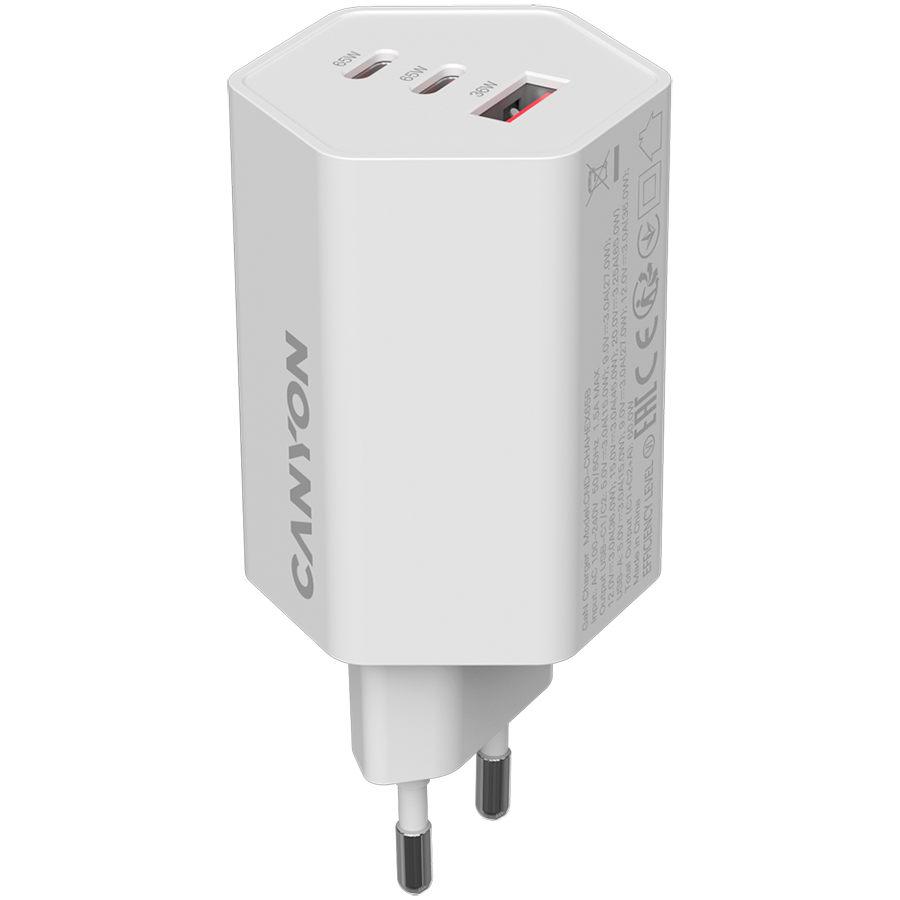 CANYON charger HEXAGON 65 GaN 65W 2xPD 1xQC EU White - Image 2