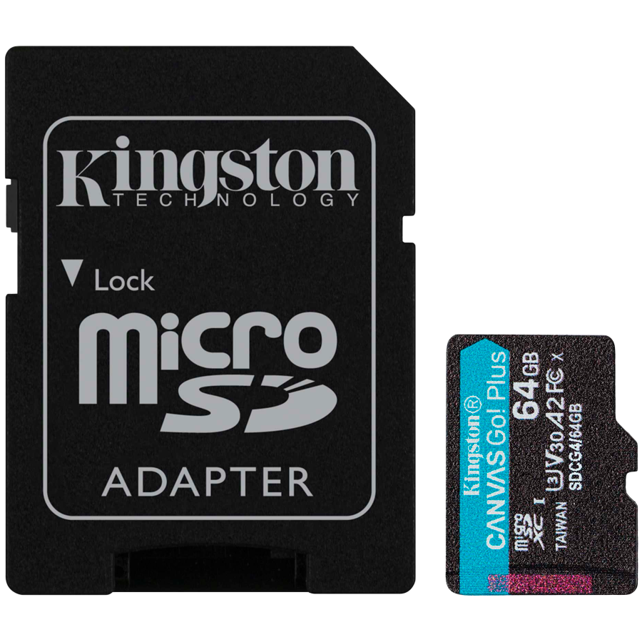 Kingston 64GB microSDXC Canvas Go Plus Gen4 200MB/s A2 U3 V30 Card + Adapter - Image 2