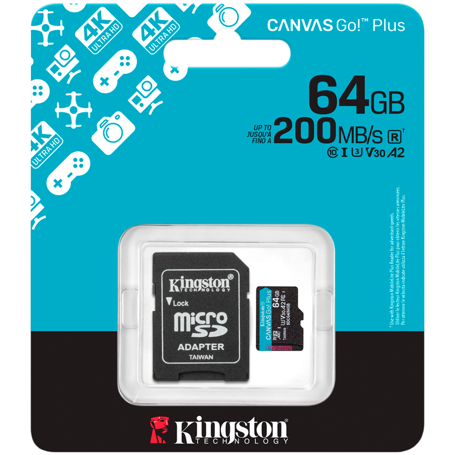 Kingston 64GB microSDXC Canvas Go Plus Gen4 200MB/s A2 U3 V30 Card + Adapter - Image 4