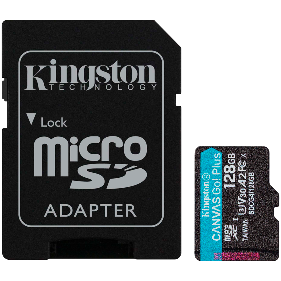 Kingston 128GB microSDXC Canvas Go Plus Gen4 200MB/s A2 U3 V30 Card + Adapter - Image 2