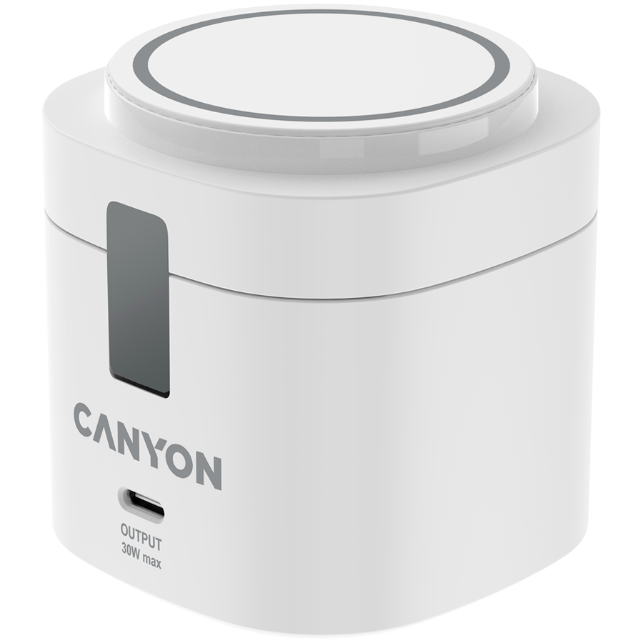 Canyon 4 in 1 Wireless Charging Stand, 30W max, Size: 70x70x70.3mm, weight: 414g, with 65W charger and 1M cable, white - Image 2