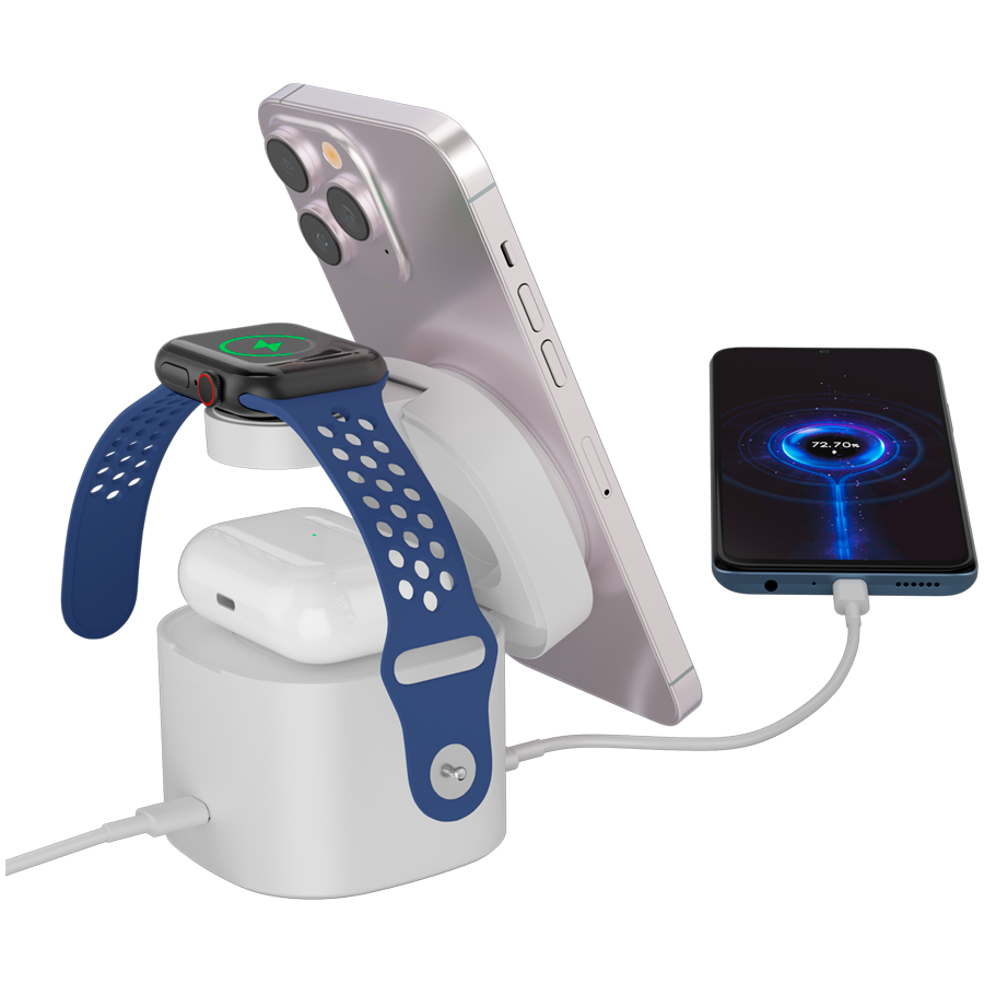 Canyon 4 in 1 Wireless Charging Stand, 30W max, Size: 70x70x70.3mm, weight: 414g, with 65W charger and 1M cable, white - Image 5