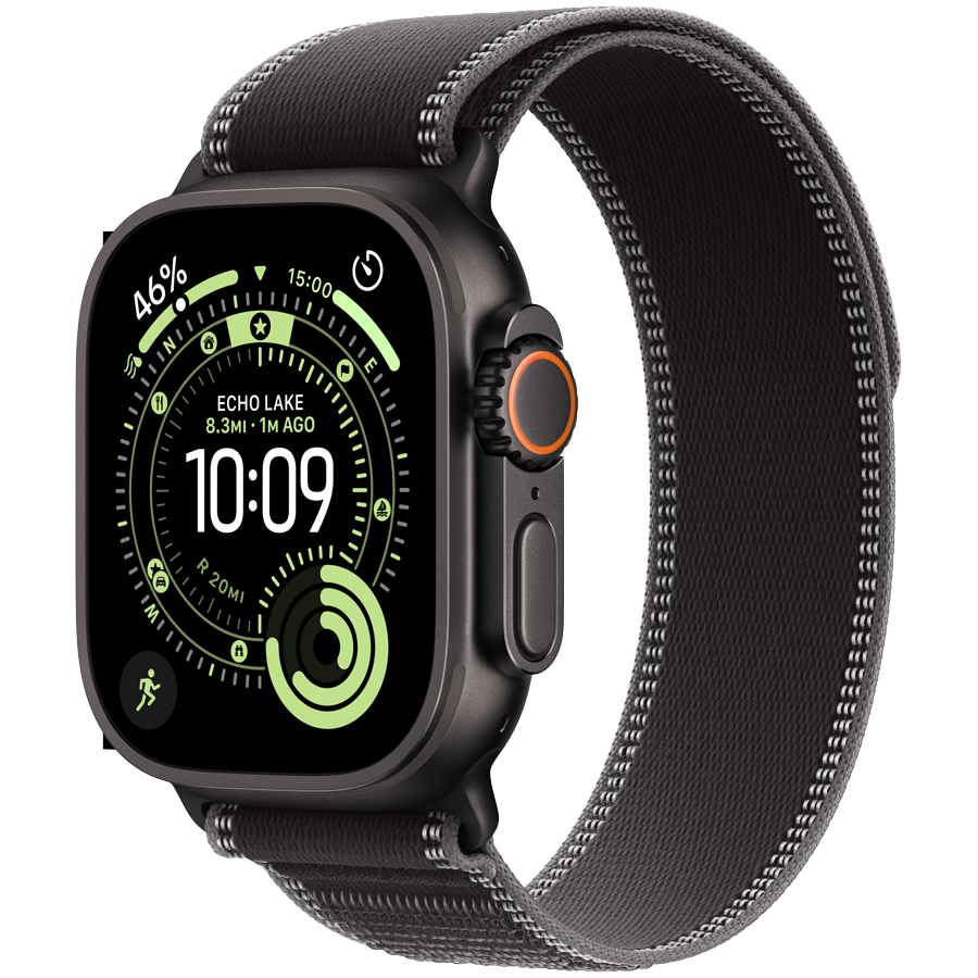 Apple Watch Ultra 3 Cellular 49mm Black Titanium Case with Black/Charcoal Trail Loop - M/L - Image 2