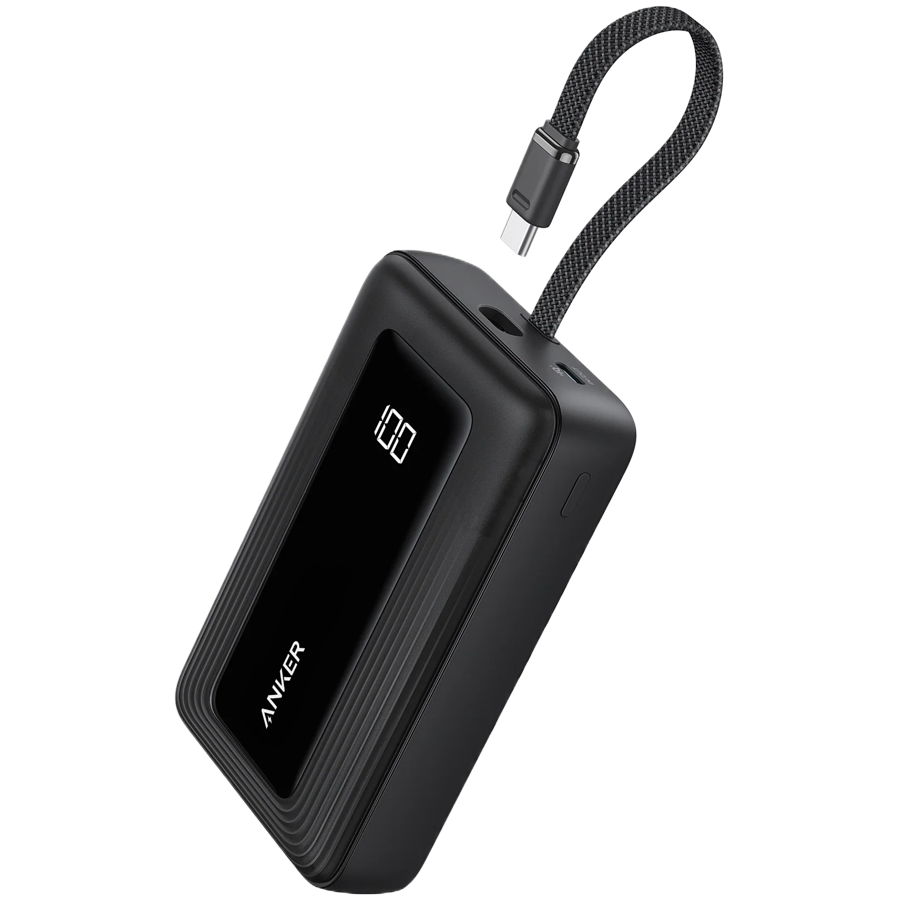 Anker Power Bank (20K, 30W, Built-In USB-C Cable) Black - Image 2