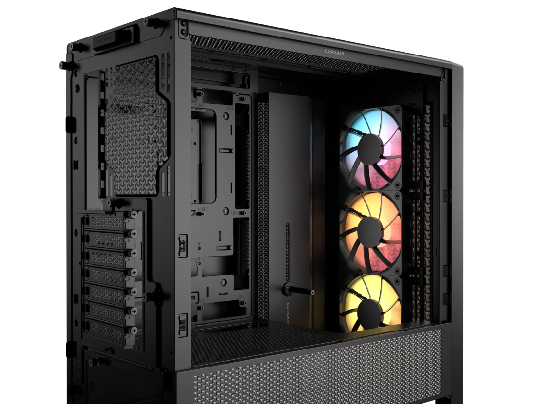 CORSAIR FRAME 4000D RS ARGB3xRS120 ARGB fans, 360mm rad170mm cooler, 430mm GPU, ATX, Black - Image 4