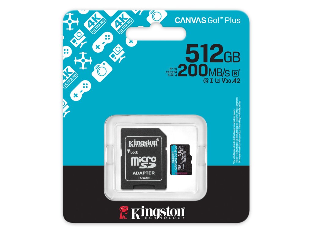 Kingston 512GB microSDXC Canvas Go Plus Gen4 200MB/s A2 U3 V30 Card + Adapter - Image 3
