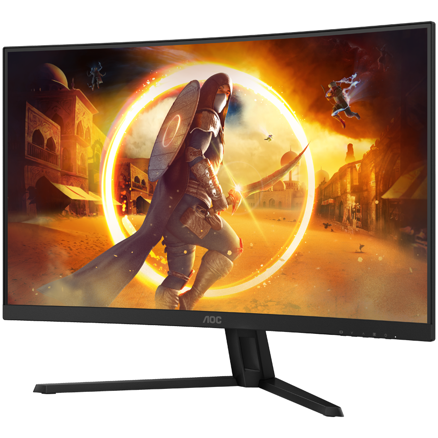 AOC Monitor Gaming CQ32G4VE Curved 31.5” FAST VA, 16:9, 2560x1440, 180Hz, 0.5ms, 300 cd/m2, 3500:1, Audio, HDMI, DP, 3-sided frameless, Adaptive Sync, Tilt, Black-Red, VESA 3y - Image 4