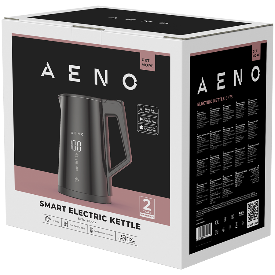 AENO Electric Kettle EK7S Smart: 1850-2200W, 1.7L, Strix, Double-walls, Temperature Control, Keep warm Function, Control via Wi-Fi, LED-display, Non-heating body, Auto Power Off, Dry tank Protection - Image 5