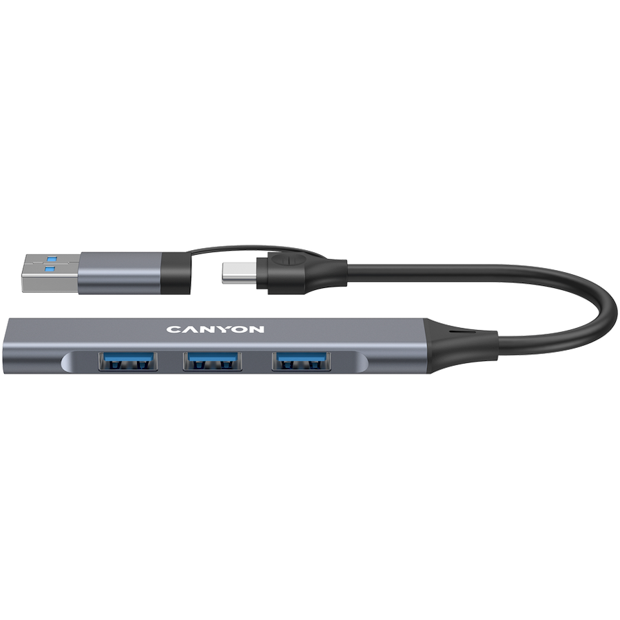 CANYON hub DS-02 4in1 USB-A/C Grey - Image 2