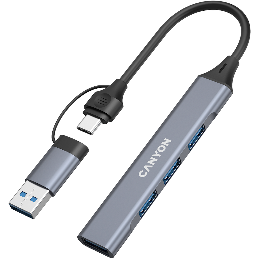 CANYON hub DS-02 4in1 USB-A/C Grey - Image 3