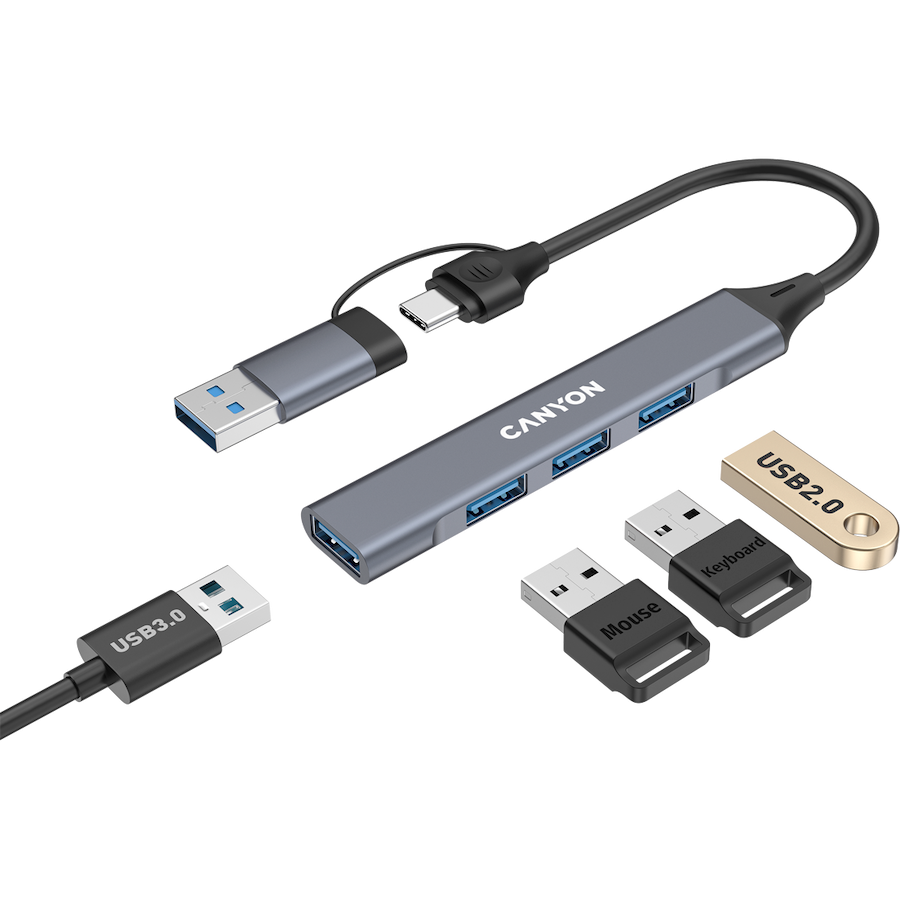 CANYON hub DS-02 4in1 USB-A/C Grey - Image 5