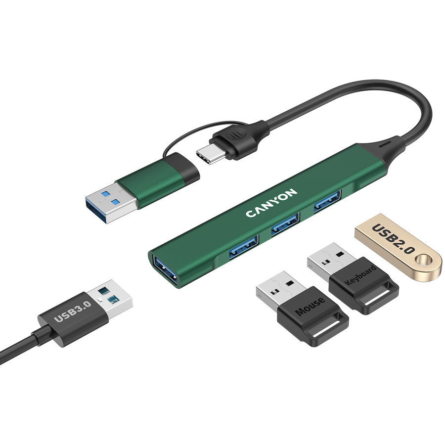 CANYON hub DS-02 4in1 USB-A/C Green - Image 5