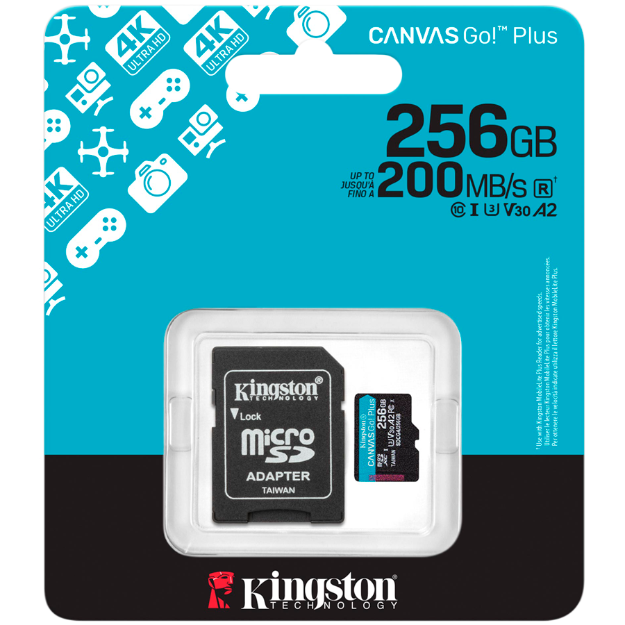 Kingston 256GB microSDXC Canvas Go Plus Gen4 200MB/s A2 U3 V30 Card + Adapter - Image 4
