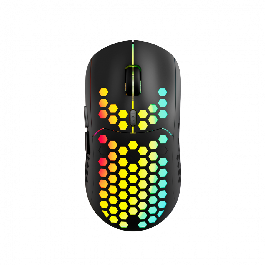 Canyon 7keys Gaming 2.4G wireless mouse, KA8 sensor, DPI up to 1600, rubber coating on panel, Huano 1million switch, 45cm PVC cable, ABS material. 400mAh battery, size: 125.8*63.7*41mm, weight: 95g, Black - Image 2