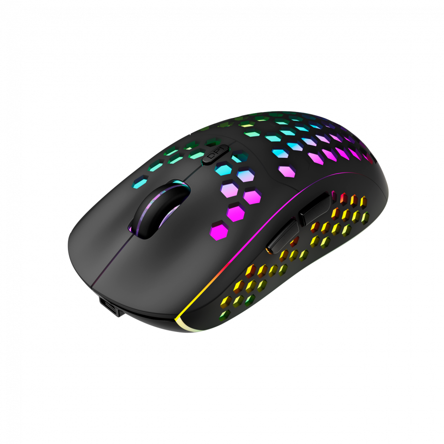 Canyon 7keys Gaming 2.4G wireless mouse, KA8 sensor, DPI up to 1600, rubber coating on panel, Huano 1million switch, 45cm PVC cable, ABS material. 400mAh battery, size: 125.8*63.7*41mm, weight: 95g, Black - Image 3