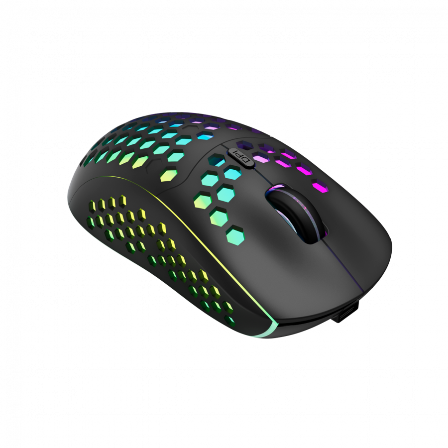Canyon 7keys Gaming 2.4G wireless mouse, KA8 sensor, DPI up to 1600, rubber coating on panel, Huano 1million switch, 45cm PVC cable, ABS material. 400mAh battery, size: 125.8*63.7*41mm, weight: 95g, Black - Image 4