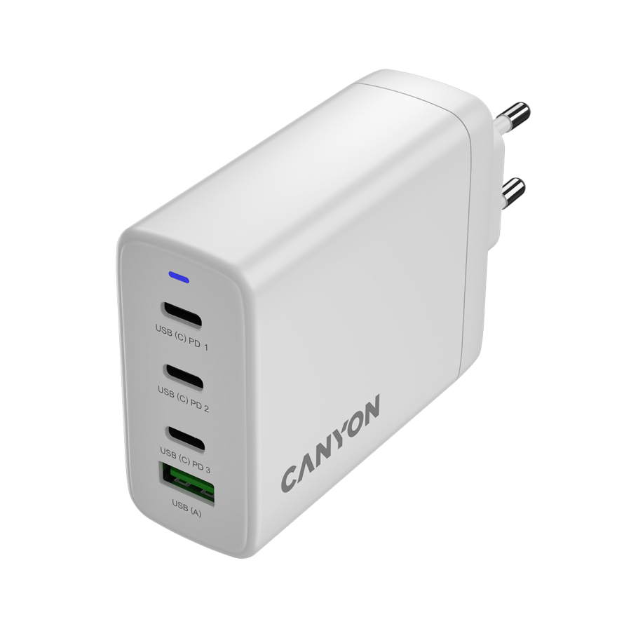 CANYON charger OnCharge 120 GAN Total 120W MAX 3 USB-C +1 USB-A White EU plug - Image 5