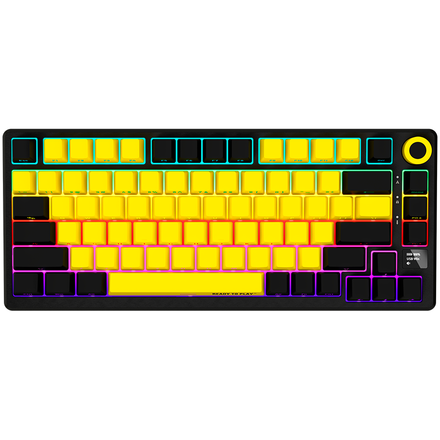 LORGAR KBP7075W, Wireless 75% Mechanical Gaming Keyboard Pro, Black/yellow, EN layout - Image 2
