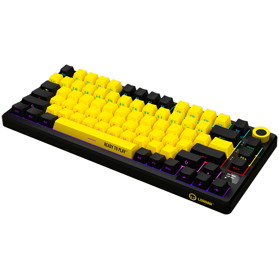 LORGAR KBP7075W, Wireless 75% Mechanical Gaming Keyboard Pro, Black/yellow, EN layout - Image 3