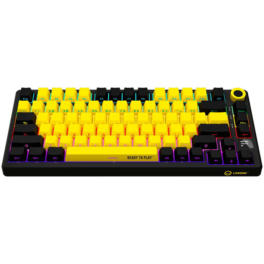 LORGAR KBP7075W, Wireless 75% Mechanical Gaming Keyboard Pro, Black/yellow, EN layout - Image 4