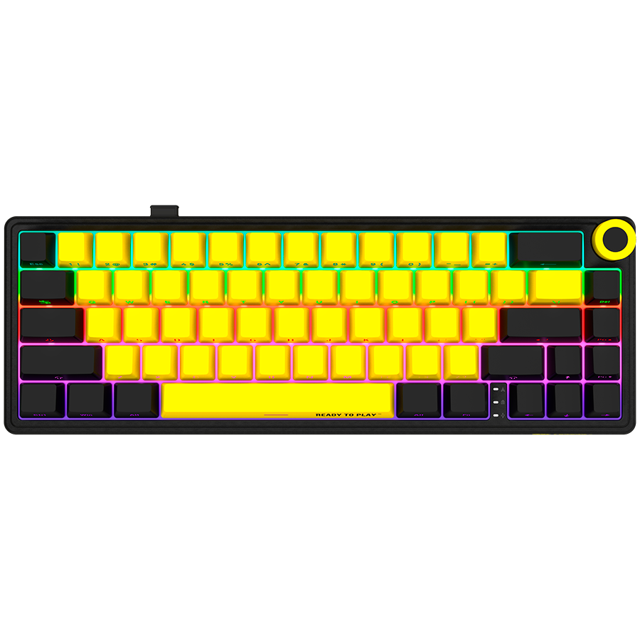 LORGAR KBP70MW, Wireless 65% Mechanical Gaming Keyboard Pro, Black/yellow, EN layout - Image 2
