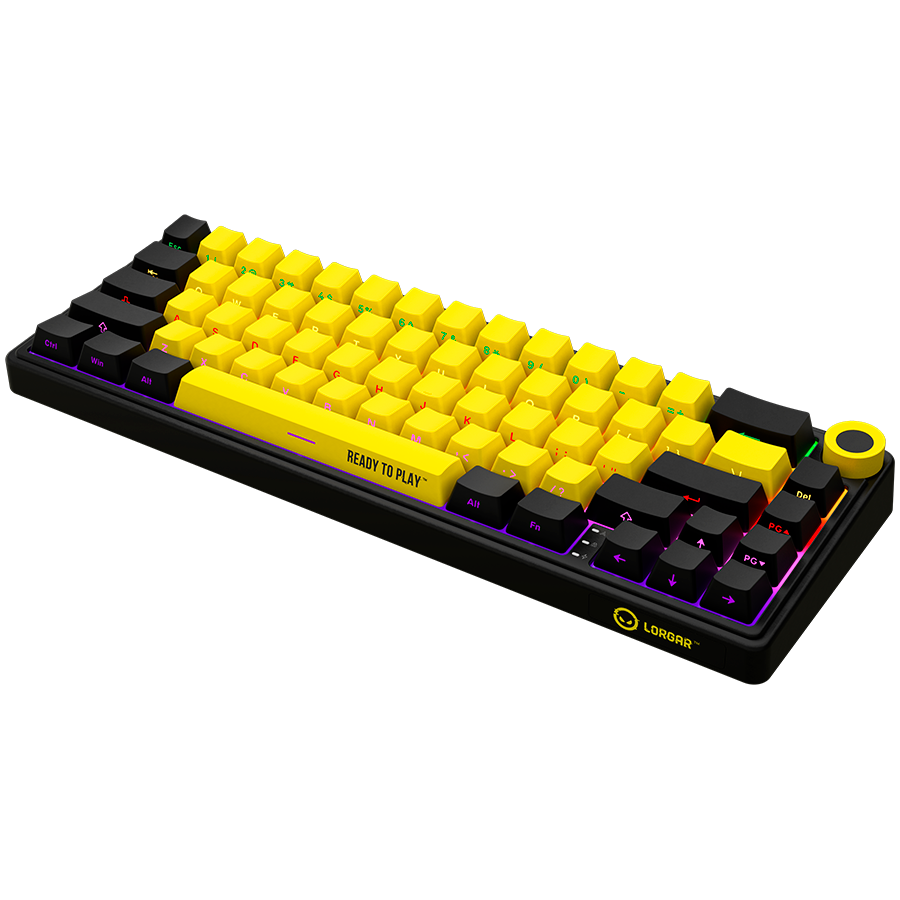 LORGAR KBP70MW, Wireless 65% Mechanical Gaming Keyboard Pro, Black/yellow, EN layout - Image 3