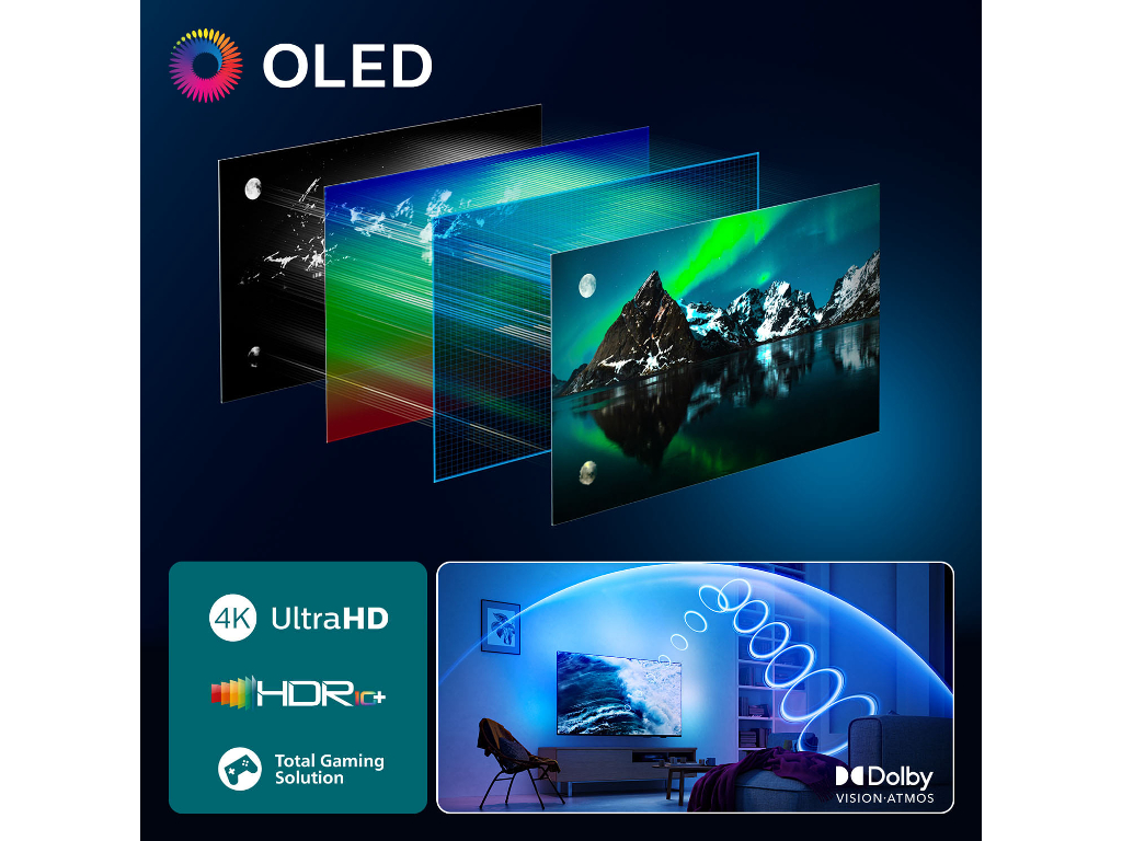 Philips 65''OLED770 4K TitanAmbilight s 3 strane; 2.1 HDMI; P5 AI perfect; panel 120 HZ - Image 4
