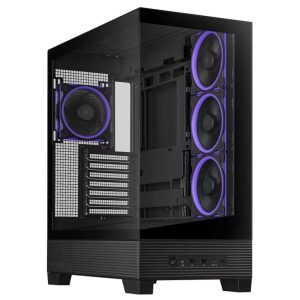ASUS A31 PLUS Tempered Glass ATX case Black, support for hidden-connector motherboards, 360mm radiators and 380mm graphics cards, four pre-installed ARGB fans and clean cable management