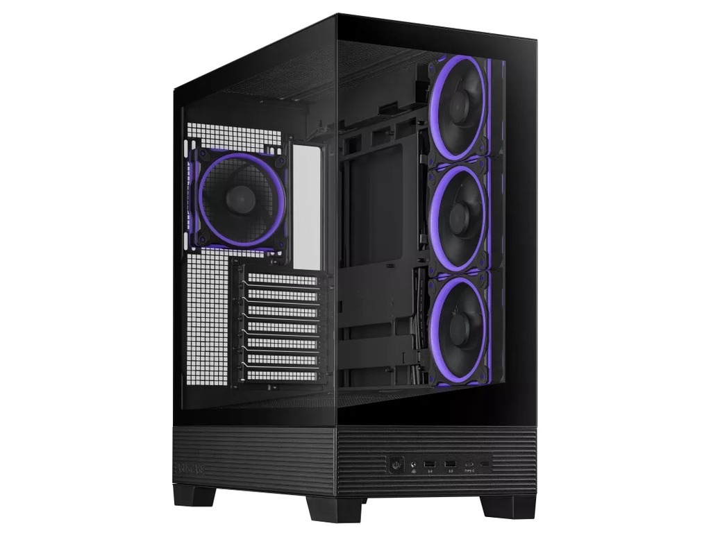 ASUS A31 PLUS Tempered Glass ATX case Black, support for hidden-connector motherboards, 360mm radiators and 380mm graphics cards, four pre-installed ARGB fans and clean cable management - Image 2