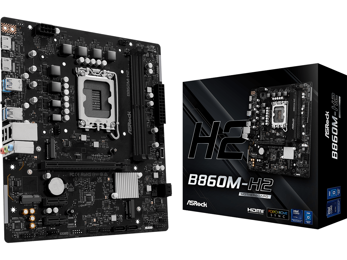 ASROCK MB B860M-H22xDDR5, 2xM.2, 4xSATA, 13xUSB2xHDMI, RAID, Micro ATX - Image 2