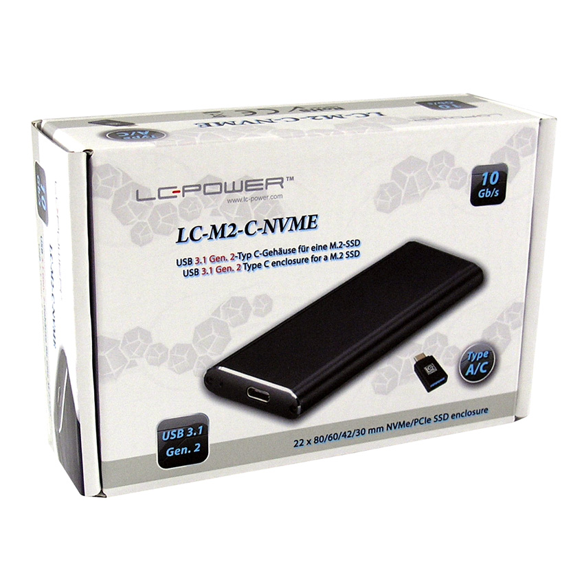 LC-Power LC-M2-C-NVMEUSB 3.1 Gen. 2 Type C M.2SSD Enclosure - Image 3