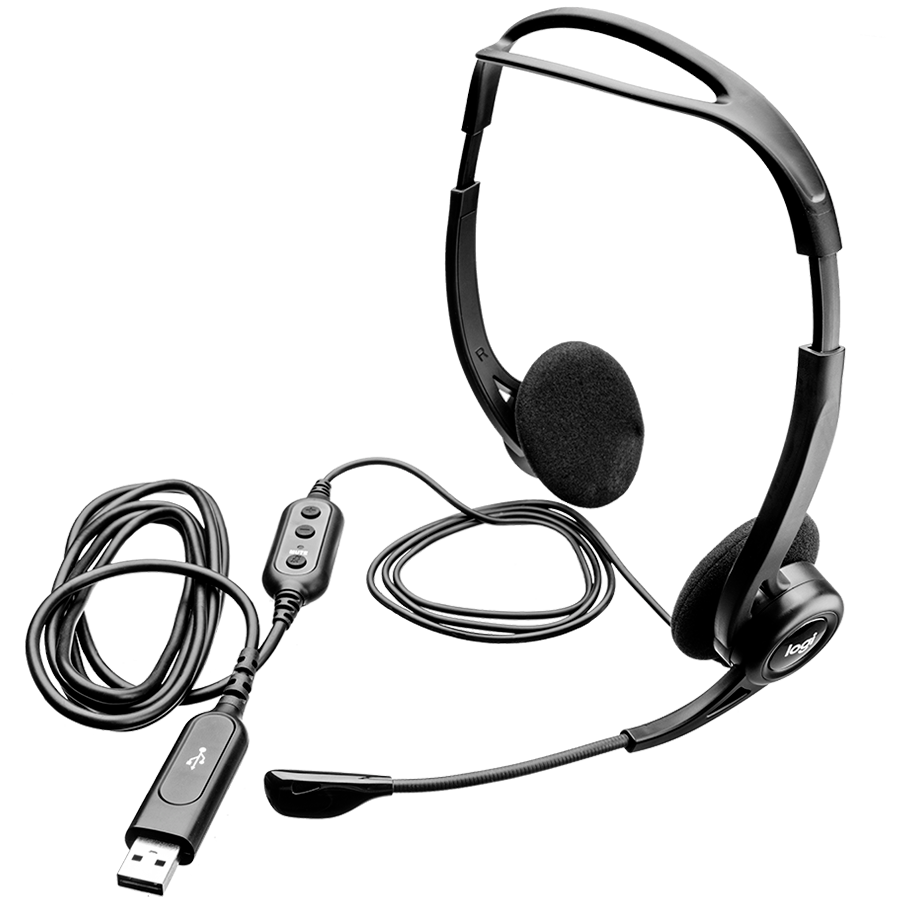 LOGITECH PC960 Corded Stereo Headset BLACK - USB - Image 3