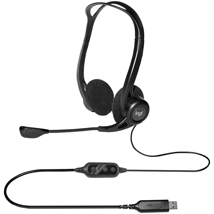 LOGITECH PC960 Corded Stereo Headset BLACK - USB - Image 4