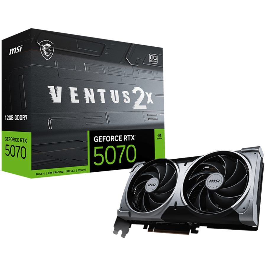 MSI Video Card Nvidia GeForce RTX 5070 12G VENTUS 2X OC (12GB GDDR7/192bit, PCI-E Gen5, 3x DP 2.1, 1x HDMI 2.1, 1x 16-pin Power Connector, Retail) - Image 2