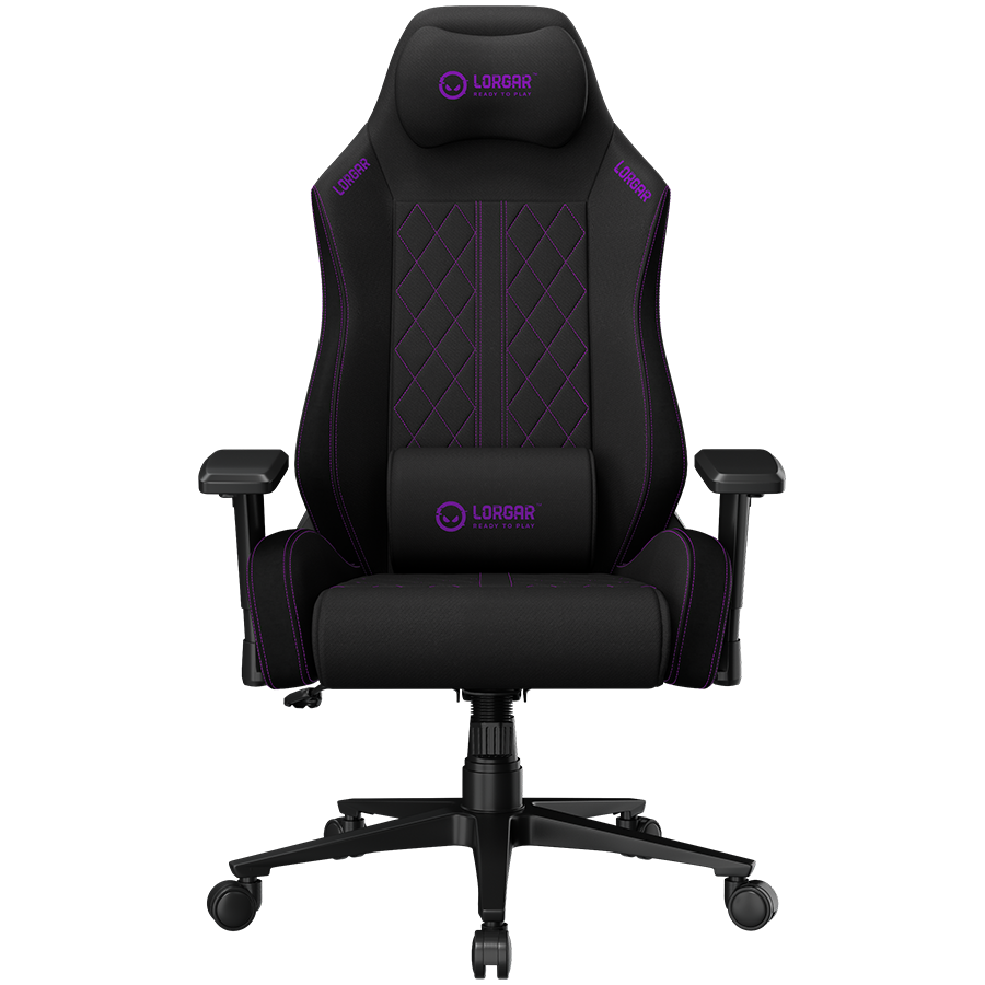 LORGAR CHA41, Ergonomic Gaming Chair Advanced, premium anti-stain fabric, Black/purple - Image 2