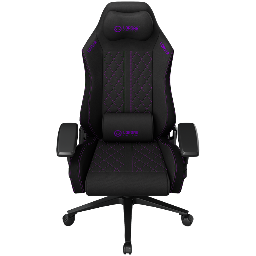 LORGAR CHA41, Ergonomic Gaming Chair Advanced, premium anti-stain fabric, Black/purple - Image 3