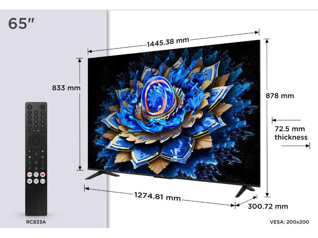 TCL 65"T69C 4K QLED Google TV60Hz (120Hz FHD), Dolby Atmos;Dolby Vision, Onkyo 2.0, 350 nits - Image 2